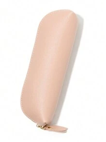 皮革拉链铅笔盒，粉色笔袋，极具吸引力的 PU 皮革笔袋，皮革笔盒 - 粉色 - 查看 4