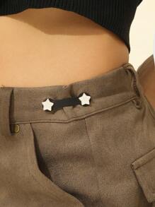 1個女性時尚金屬星形腰帶,配可拆卸可調節皮革繩,防止腹部暴露,適合日常休閒穿著,是送給朋友的聖誕禮物 - 白色 - 查看 1