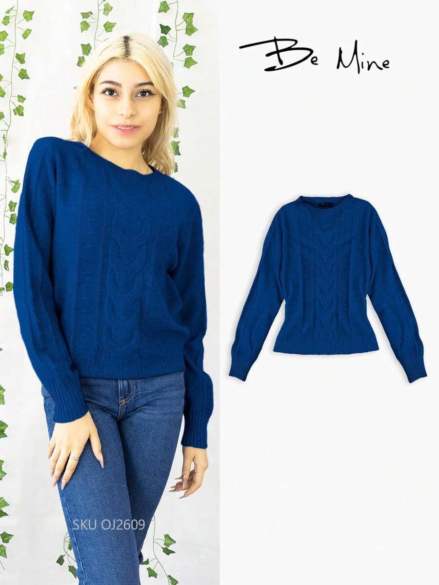 Sueter para dama, con trenzado de adelante - Azul - Ver 1