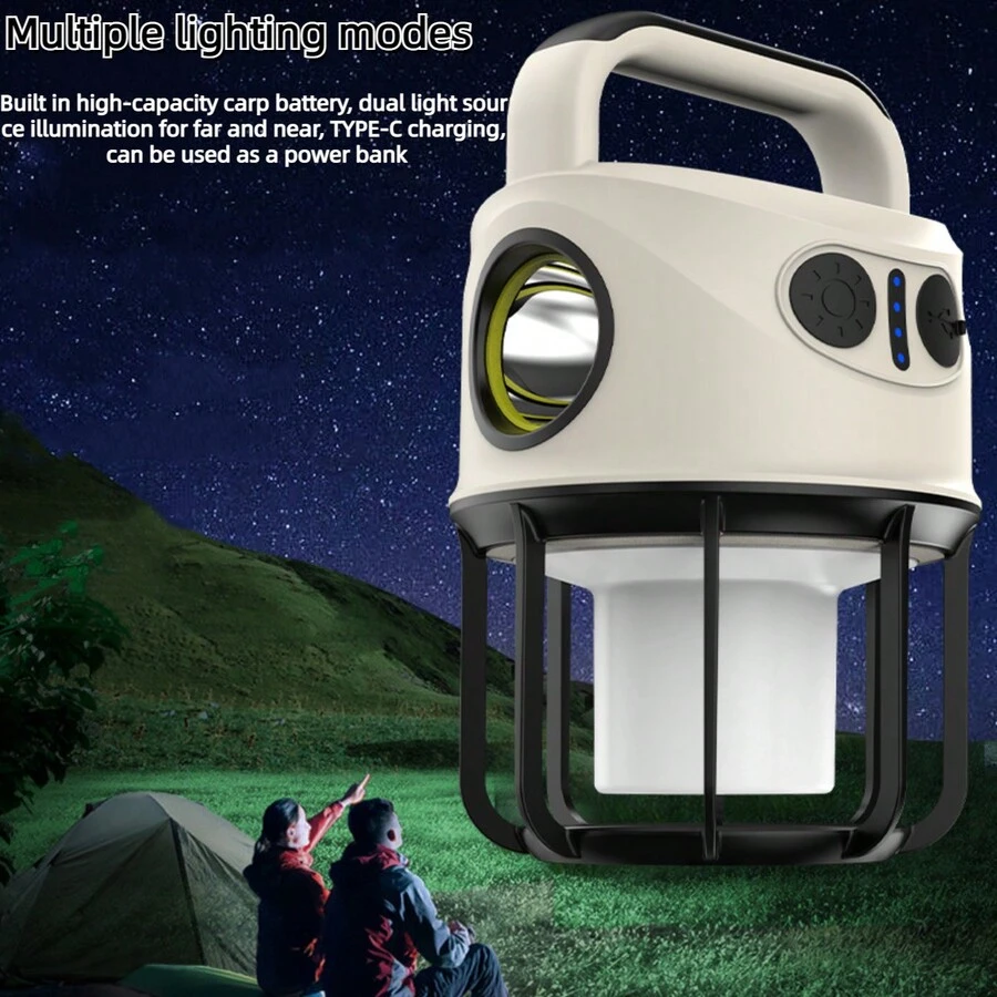 1 Pc Outdoor Camping Lamp, Portable Camping Lamp Tent Lamp Mobile Phone Charging Emergency Lighting - Warm White - View 1