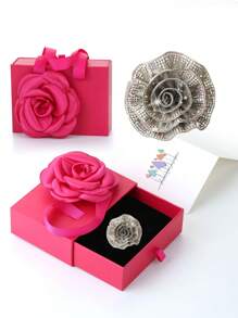 1pc Exaggerated Zirconia Flower Design Ring For Women, Suitable For Valentine's Day And Festival - 1 Rose Exaggerated Zirconia Flower Women's Ring - View 18