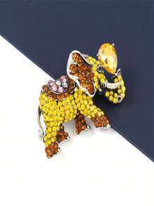 1入時髦復古象形水晶珠寶套裝,附帶動物胸針、外套配件,適用於嘉年華、情人節、新年禮物、日常女裝 - 黃色 - 查看 4