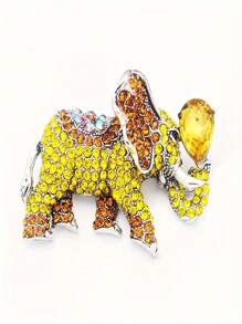 1入時髦復古象形水晶珠寶套裝,附帶動物胸針、外套配件,適用於嘉年華、情人節、新年禮物、日常女裝 - 黃色 - 查看 5