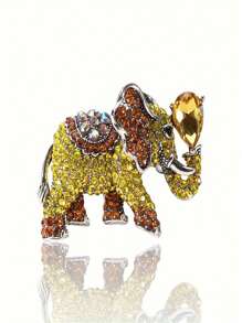 1入時髦復古象形水晶珠寶套裝,附帶動物胸針、外套配件,適用於嘉年華、情人節、新年禮物、日常女裝 - 黃色 - 查看 1