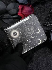 1入黑色新款男士pu皮革休閒雙折式錢包,多功能卡片套,時尚青年包 - 黑色 - 查看 3