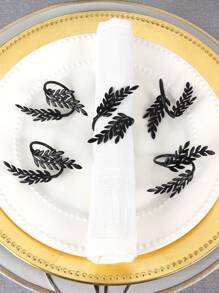 2 件黑色金属乡村风小麦餐巾环，适用于家庭厨房餐厅活动会议节日派对婚礼酒店农舍家庭聚会 - 黑色 - 查看 5