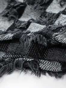 Men's Thickened Flannel Jacket With Plaid Pattern, Autumn/Winter Shirt Style Workwear Jacket - Black - View 5