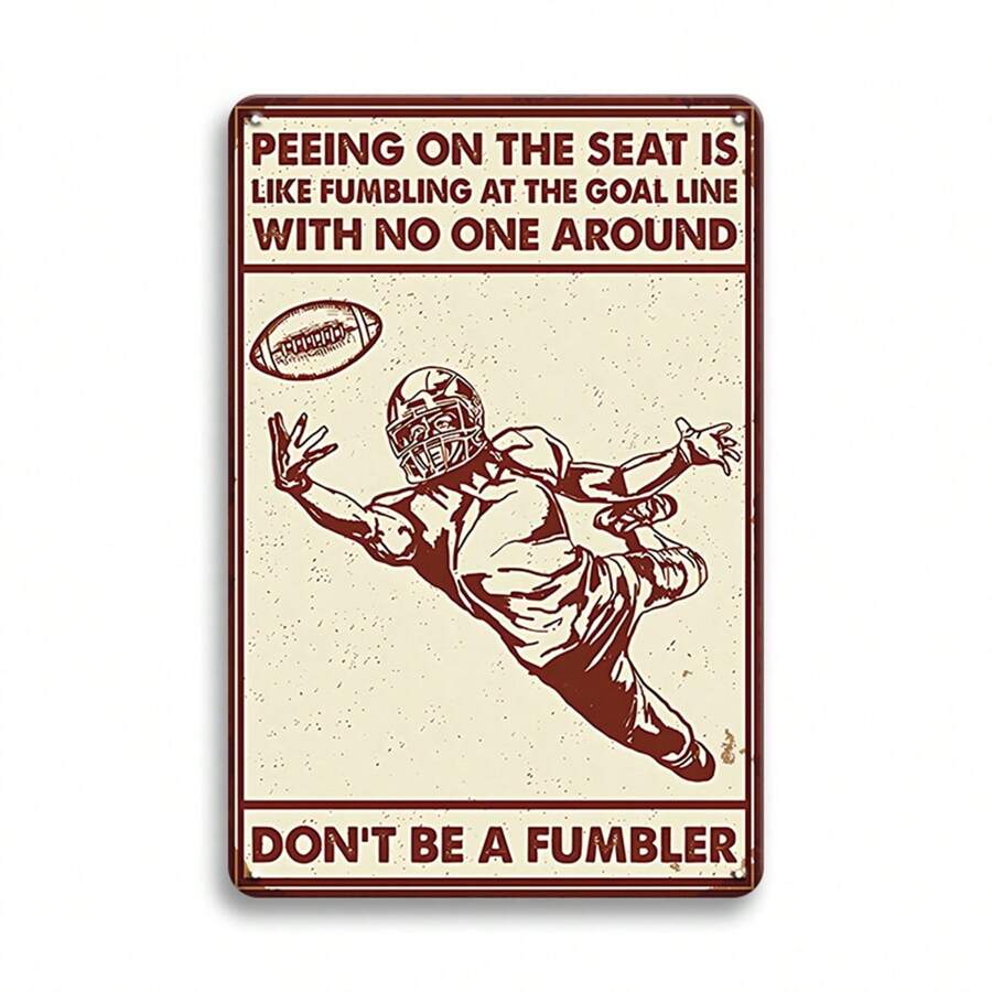 1入8×12英寸金屬錫牌復古裝飾足球比賽運動迷家居裝飾禮物美式隊伍酒吧派對花園露台門廊小型戶外標志