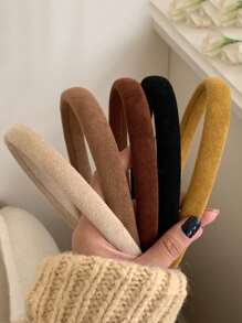 件裝女士素色織物頭帶，採用高端簡約天鵝絨/絲綢/超細材質，時尚優雅髮飾，適合日常使用、戶外活動、化妝和服裝搭配 - 彩色 - 查看 1