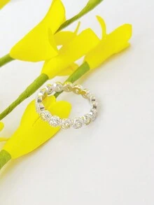 1pc Simple And Luxurious Style Diamond Inlaid Ring - Silver - View 6