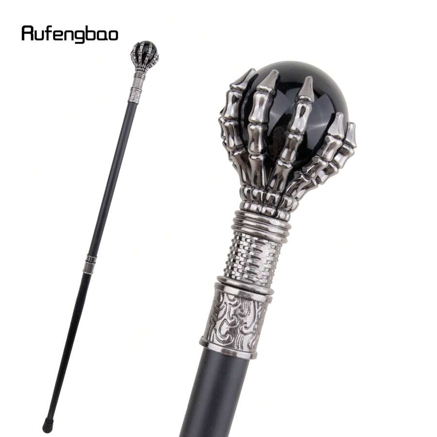 rufengbao 黑色玻璃球蒸氣龐克手杖時尚裝飾手杖紳士豪華拐杖旋鈕手杖 93 厘米 - 黑色 - 查看 1