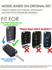 1pc Zinc Alloy Key Chain & Black Tpu Car Key Case, Personalized & Fashionable Anti-Drop Key Protector For - Black - View 3