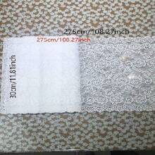 Hlyaimu蕾絲針織白色玫瑰浪花花紋長方形桌布,簡單純淨 - 白色 - 查看 2