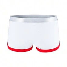 4入組男款彩色方塊印花心形和字母圖案短褲,捲邊設計 - 白色 - 查看 7