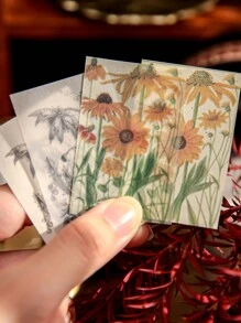 Libro De Memoria Vintage, Mini Libro De Recortes De Papel Desgarrable, Material Para Manualidades, 50 Patrones Diferentes, 2 Hojas/patrón, 100 Hojas En Total. - Multicolor - Ver 10