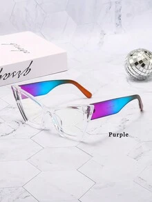 1pc Women's Fashionable Multi-Color Cat Eye Decorative Glasses For Daily Use - White - View 1