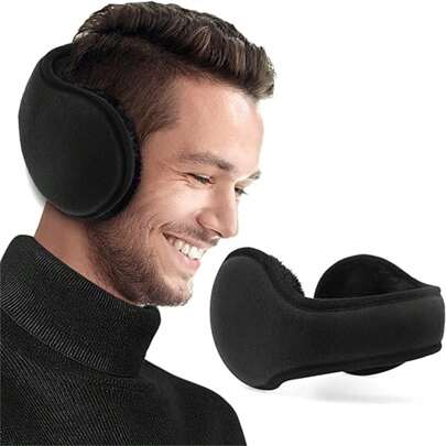 1pc Thickened Plush Ear Muffs, Winter Warm Ear Protector For Adults, Unisex