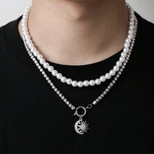 1 件獨特、精緻、簡約的珍珠吊墜項鍊適合女士日常、聚會和宴會佩戴 - 彩色 - 查看 1