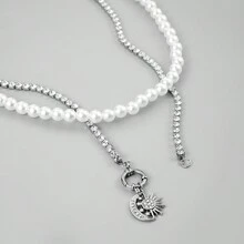 1 件獨特、精緻、簡約的珍珠吊墜項鍊適合女士日常、聚會和宴會佩戴 - 彩色 - 查看 2