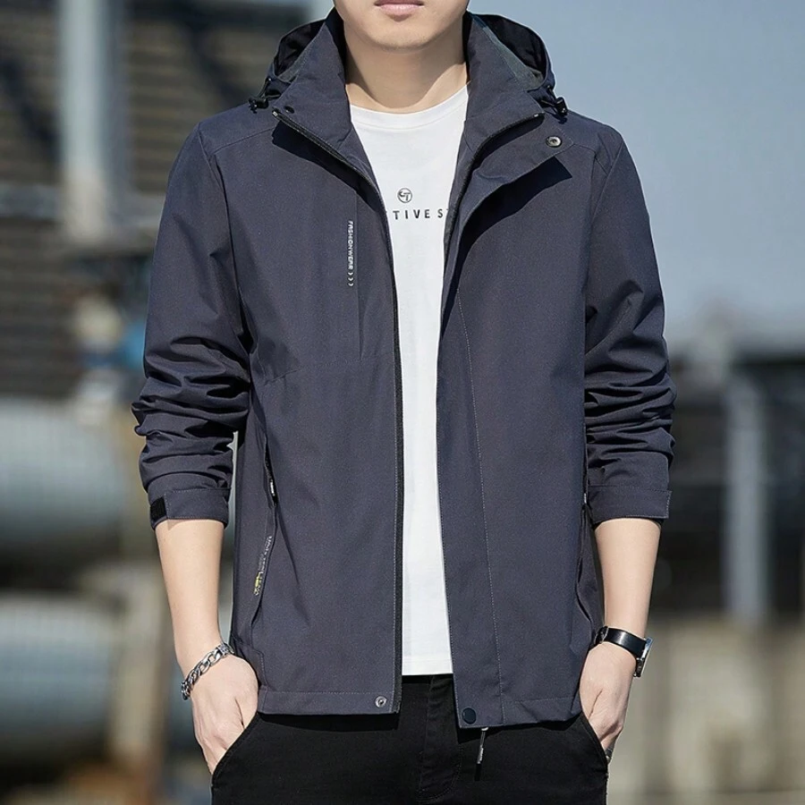 Men's Fashionable Hooded Detachable Jacket For All Occasions Gym Clothes Men Spring Tops - Grey - View 1