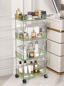 地上式護膚品收納盒及化妝品收納盒,配有可拆式化妝品展示架,化妝品展示架（4層綠色） - 綠色 - 查看 1