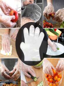 100Pcs Plastic Disposable Gloves For Cooking, Meal Prep, Kitchen, BBQ, Cleaning, Restaurant Service, Crafts Making - White - View 1