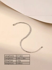 SYMFNY 1 Piece Of 925 Sterling Silver Simple Double Chain Mix Double Layer Bracelet Glitter Hand Jewelry Ladies Ornament