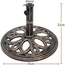 Metal Umbrella Stand, Parasol Stand Made Of Rust-Proof Composite Materials, Heavy-Duty, Umbrella Stand For Market, Patio, Outdoor, Robust Umbrella Holder, Bronze-Colored