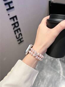 1入組巴洛克珍珠和蝴蝶裝飾手錶帶 兼容蘋果手錶s9 45mm/87654,適用於38mm/40mm/41mm/42mm/49mm的智能手錶皮帶和手鐲 - 均碼 - 查看 6