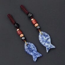 2入組/套晶瑪瑙繩編小魚鑰匙扣,迷人的包飾珠寶配件 - 均碼 - 查看 19