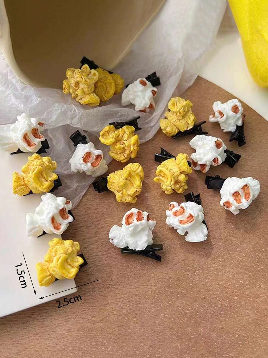 5pcs Women's Cute Popcorn Shaped Hair Clips For Adding Fun And Humor To Your Side Fringe - Multicolor - View 1