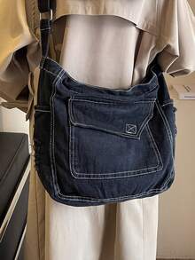 High School Students University Freshman Multifunctional Sling Bag Shoulder Bag Casual Bag Men Minimalist Canvas Hobo Bag, Schoolbag For Travel, College, School,Outdoors, Sports Crossbody Bag Side Bag Holiday Essentials Commute Lightweight Carry On With Adjustable Strap Hobo Bags Fabric Portable Outdoor Dad Gifts Father Gifts Men Gifts Present Valentines Gifts Messenger Bag Black Bag Halloween Christmas Men Bag School Bag Student Bag Book Bag Scream - Black - View 2