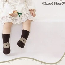 1 Pair Of Spring And Winter Large Area Glued Baby Trampoline Socks, Baby Anti Slip Floor Socks, Large Cartoon Straight Board Short Socks - Dark Grey - View 3