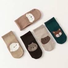 1 Pair Of Spring And Winter Large Area Glued Baby Trampoline Socks, Baby Anti Slip Floor Socks, Large Cartoon Straight Board Short Socks - Dark Grey - View 6