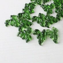 1個歐美風格多彩扁平玻璃葉子配件適用於衣物、鞋子和帽子 - 綠色 - 查看 5