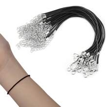 50 件/包 17 公分 + 5 公分黑色皮繩,適合 Diy 手鍊/腳鍊製作 - 黑色 - 查看 1