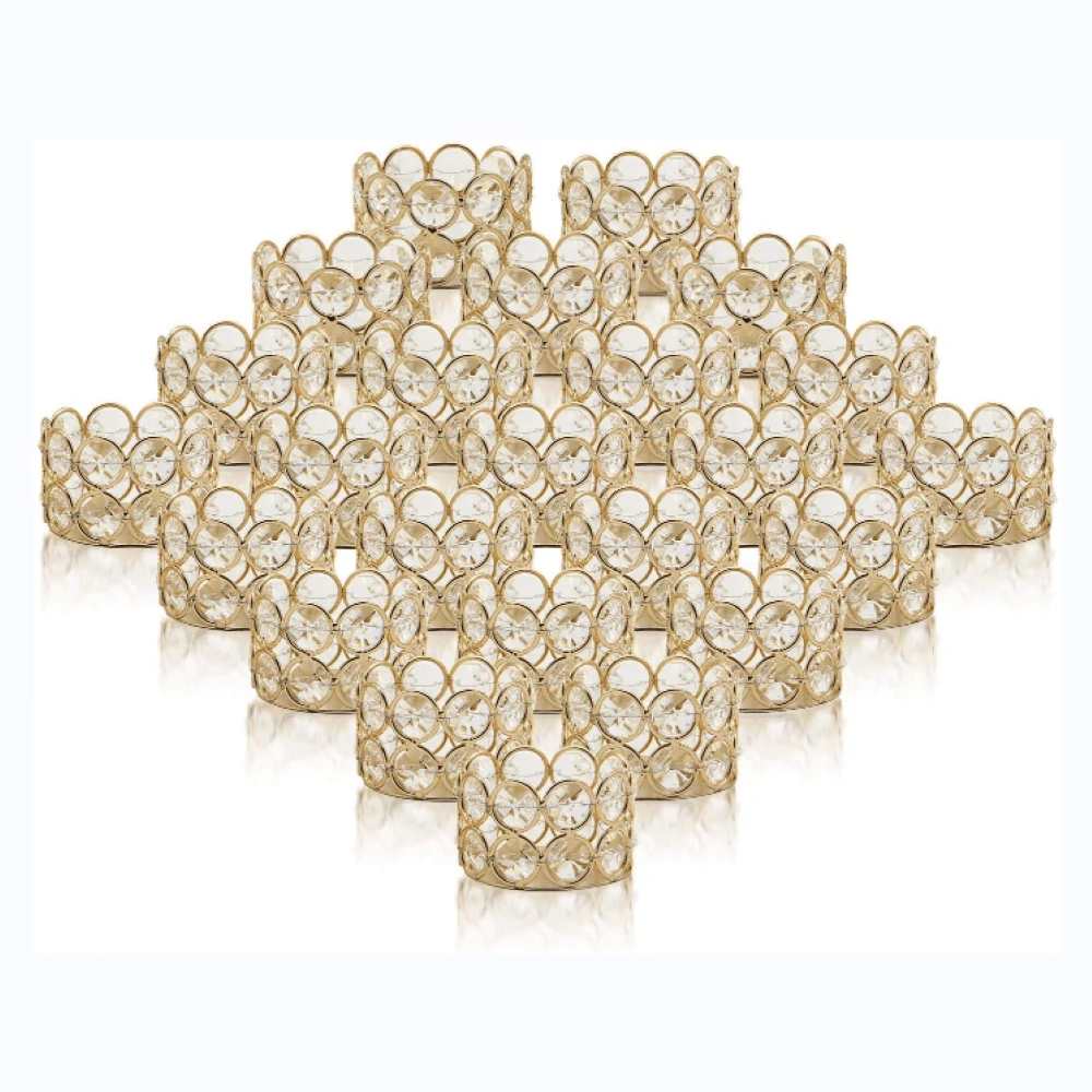24 Pcs Set Crystal Tealight Candle Holders Gold, Tea Light Candlestick Holders For Wedding Table Decor - Gold - View 1