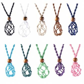 1PC Crystal Stone Holder Mesh Pocket Cage Pendant Necklace
