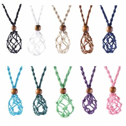 1PC Crystal Stone Holder Mesh Pocket Cage Pendant Necklace