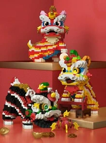 紅色舞獅積木套裝,適用於成人 - 紅色 - 查看 4