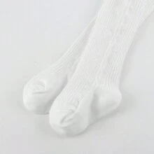 1件/2双/套儿童基础款打底裤女童春秋连体裤袜，夏季款幼儿简约款女童薄款紧身裤，宝宝幼儿打底裤袜 - 白色 - 查看 4