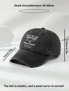 1pc Unisex Outdoor Sun Protection Washed Baseball Cap With Original Letter Print - Black - View 4