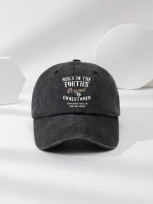 1pc Unisex Outdoor Sun Protection Washed Baseball Cap With Original Letter Print - Black - View 1