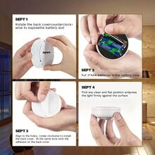 Gearbrite 6 件装 LED 冰球灯 - 可调光变色电池供电橱柜灯，无线迷你冰球夜灯，16 种颜色，2 个遥控器和定时功能（不含电池） - 白色 - 查看 7