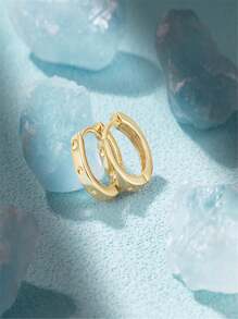 1 Pair 925 Sterling Silver Heart  Earring For Women Vintage Hoop Earring 18K Gold Plated  Perfect For Wedding As Festival Gift Fine Jewelry - Silver - View 7