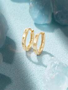 1 Pair 925 Sterling Silver Heart  Earring For Women Vintage Hoop Earring 18K Gold Plated  Perfect For Wedding As Festival Gift Fine Jewelry - Silver - View 6