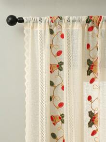 1入組米色刺繡窗紗帶小鈴鐺,清新風格,半遮光 - 米色 - 查看 8