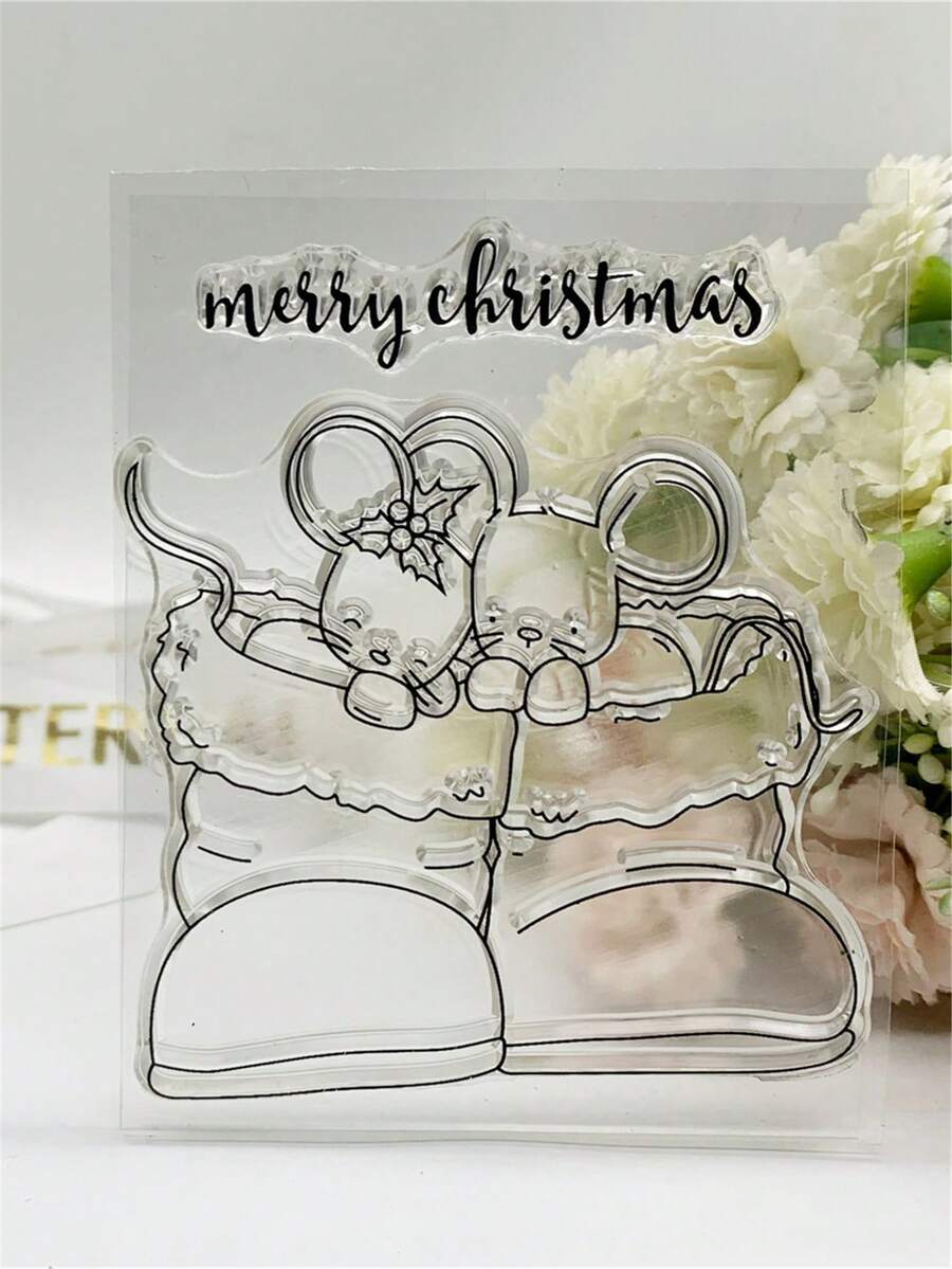 一件pc卡通滑鼠透明矽膠橡皮印章簡單百搭剪貼簿diy可愛圖案照片居家祝福禮物列印消印 - 無色 - 查看 1