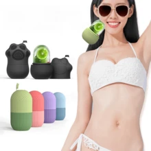 Beauty Tool Set Comprises Silicone Facial Massage Ice Cube Maker, Ice Roller, Cat Claw Ice Eye Mask - Pink - View 2