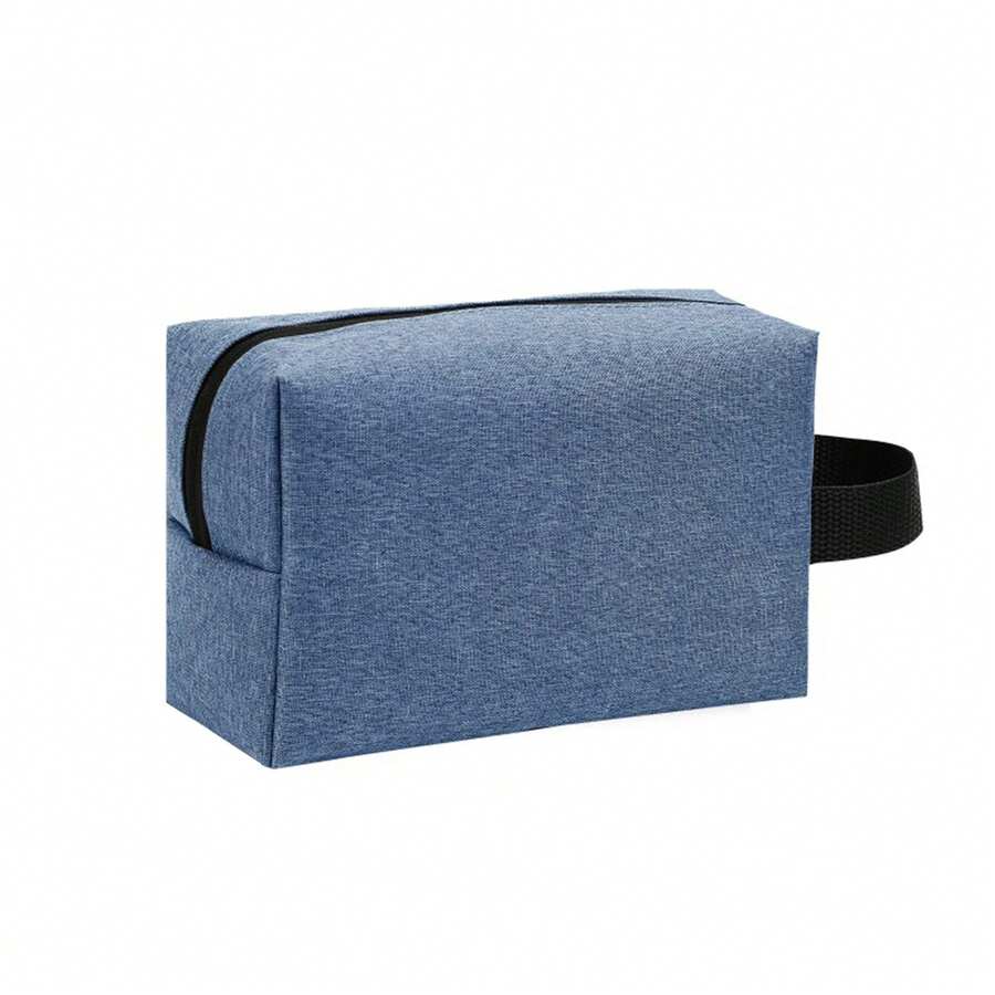 收納袋牛津布防水化妝包平滑拉鍊防塵化妝袋,帶手提式收納袋日常使用 - 藍色 - 查看 1